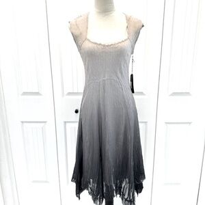 Komarov Pleated Charmeuse & Chiffon Ombré Dress Size Small
